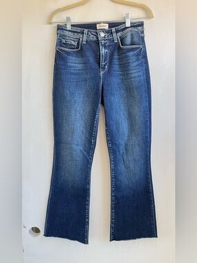 L'AGENCE Kendra High Rise Cropped Flare Lavelle Dark Blue Denim Jeans 27 2651BLD